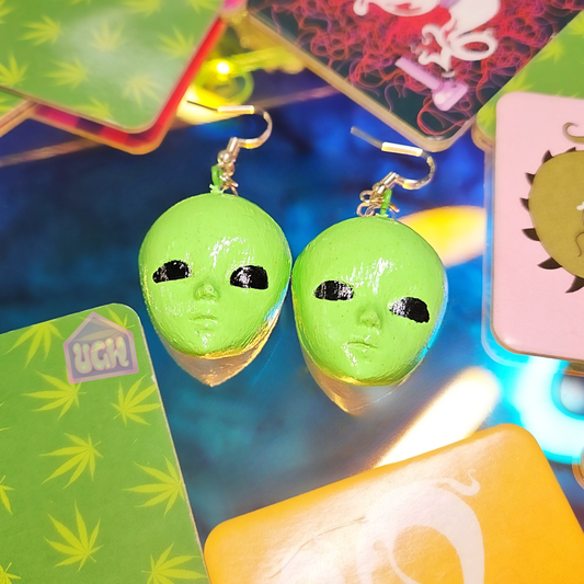 psychedelic ufo bold unique quality dangle earrings neon camp