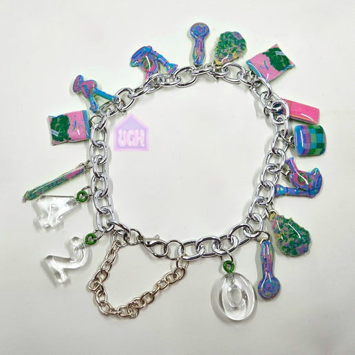 bold unique handmade quality psychedelic 420 weed charm bracelet