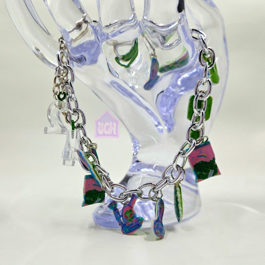 bold unique handmade quality psychedelic 420 weed charm bracelet example