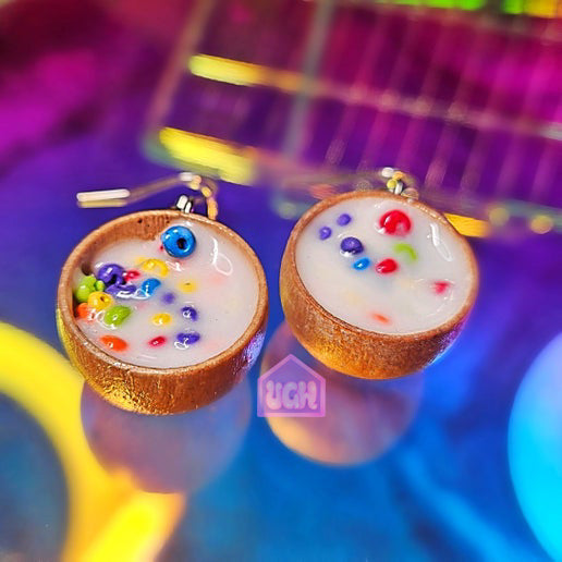 bold unique lightweight quality quirky miniature food dangle earrings fruit loops