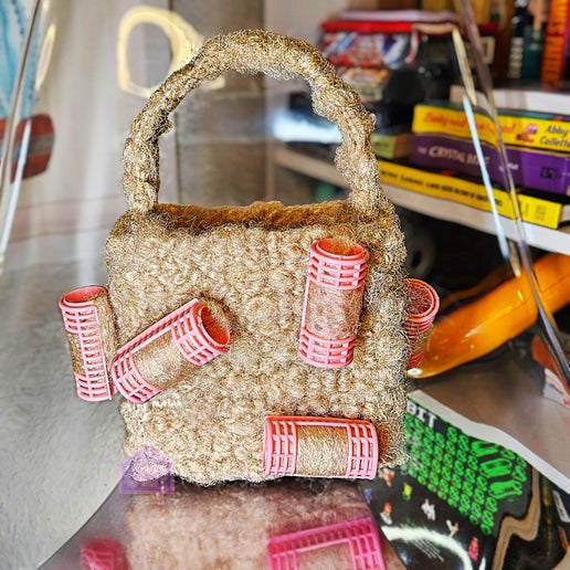 bold unique crochet purse handbag pink