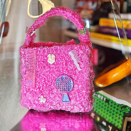 quality crochet braiding hair handbag cute quirky handmade doll barbie purse