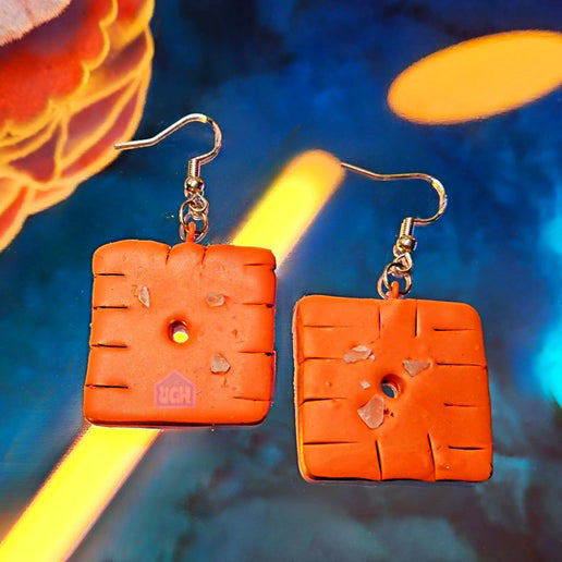 miniature food accessories bold unique quality campy dangle earrings  example cheeze its