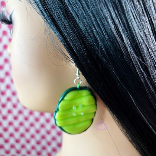 miniature food accessories bold unique quality campy dangle earrings  pickles example