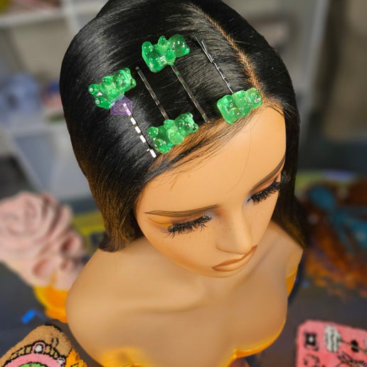 neon green candy quality bold unique clowncore hair accessories