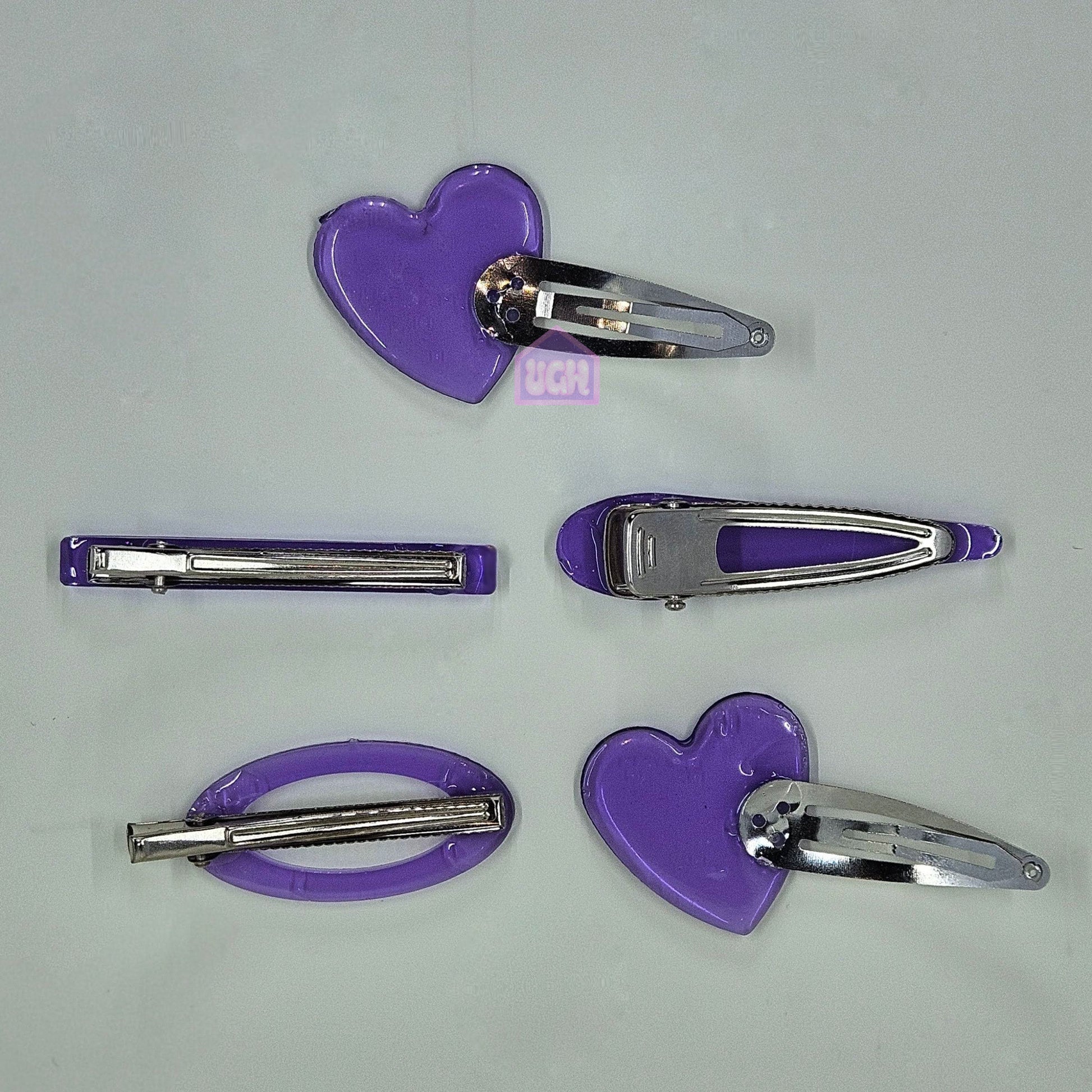 candy purple large bold unique quality hair clip set