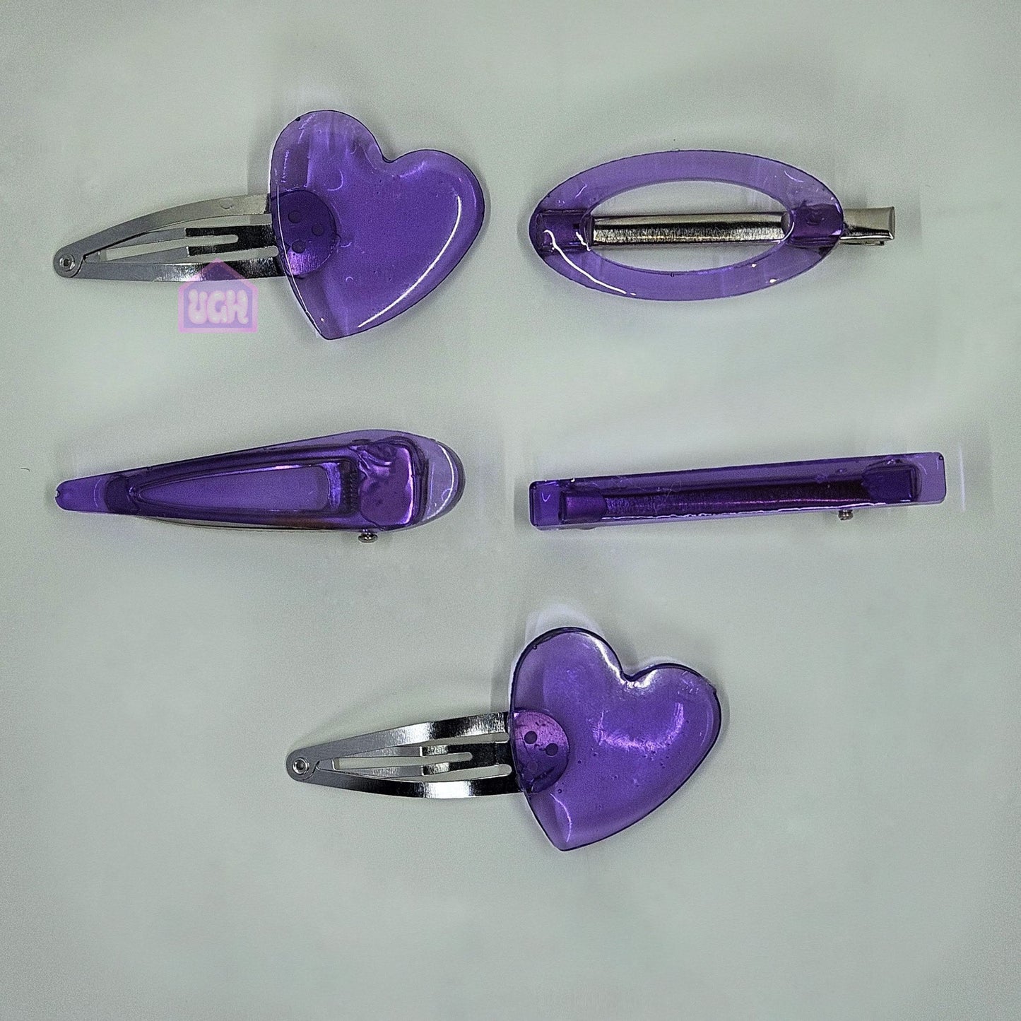 candy purple large bold unique quality hair clip set